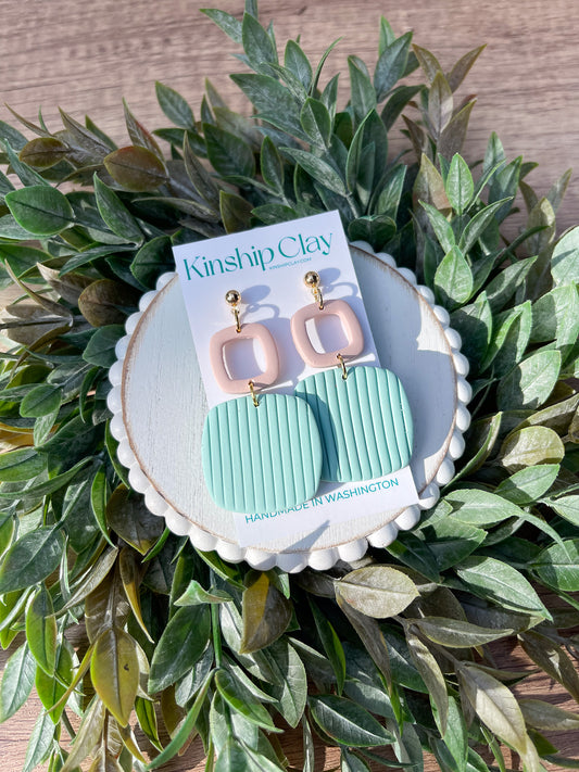 Blush and Mint Rounded Square Dangles