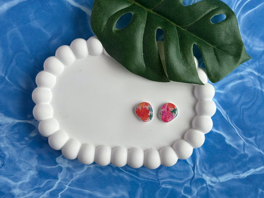 Small Floral Oblong Studs