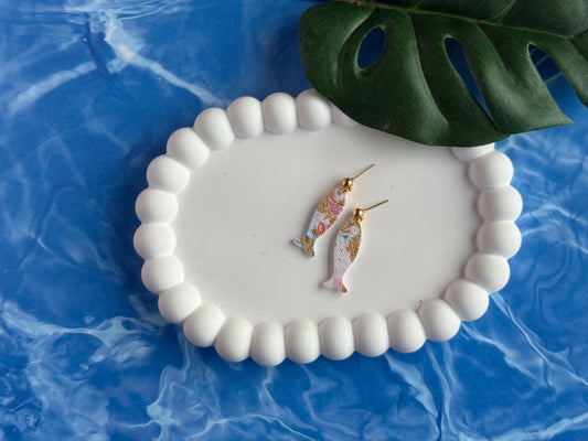 Abstract Pink and Gold Fish Dangles