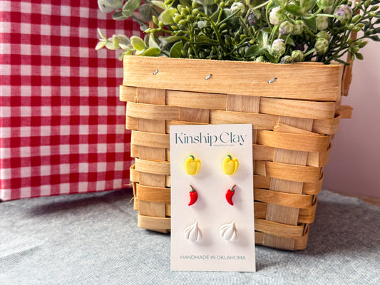 Mini Produce Studs - Three Pack (Multiple Styles Available)