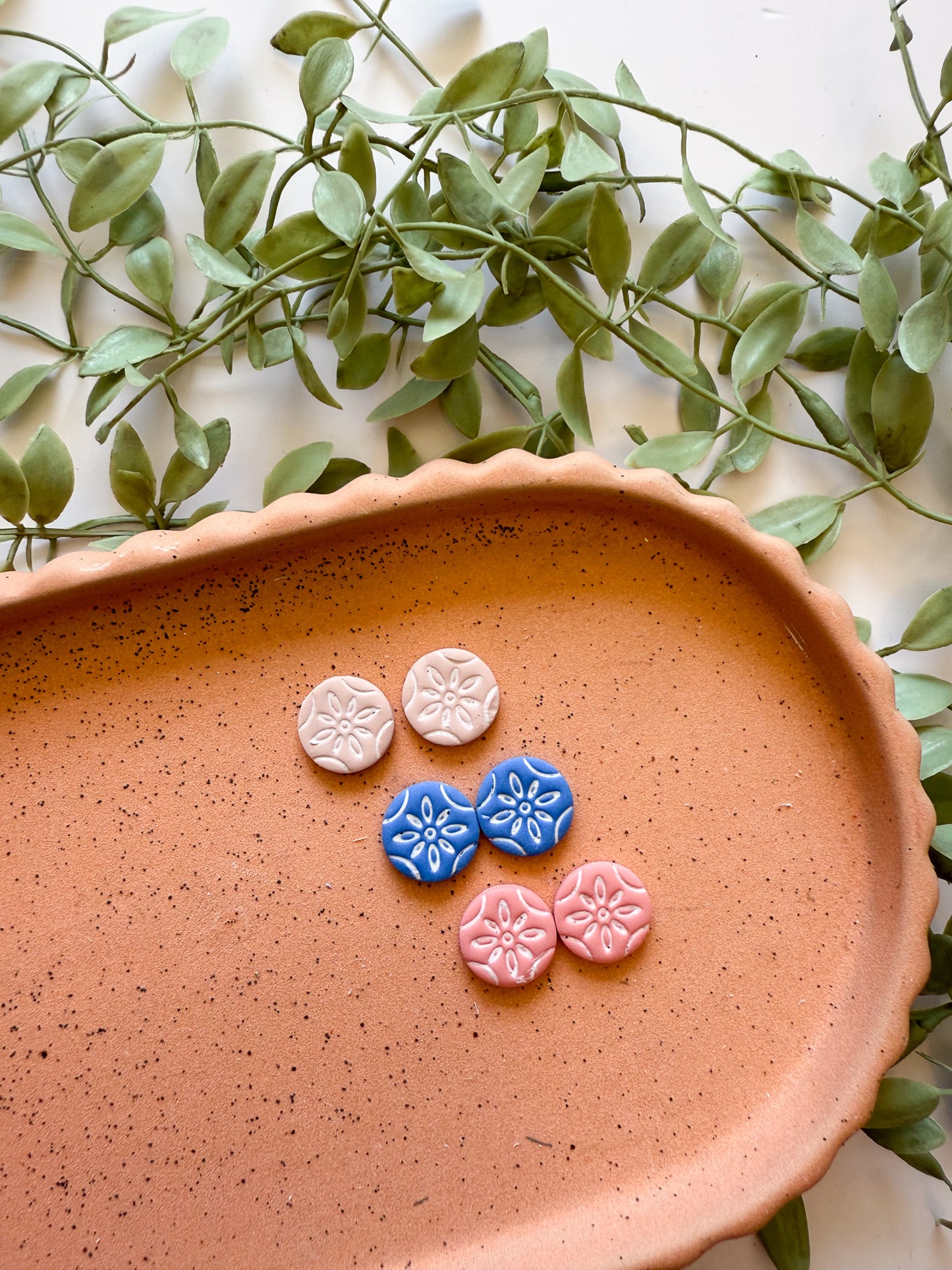 Floral Coin Studs - Multiple Colors Available