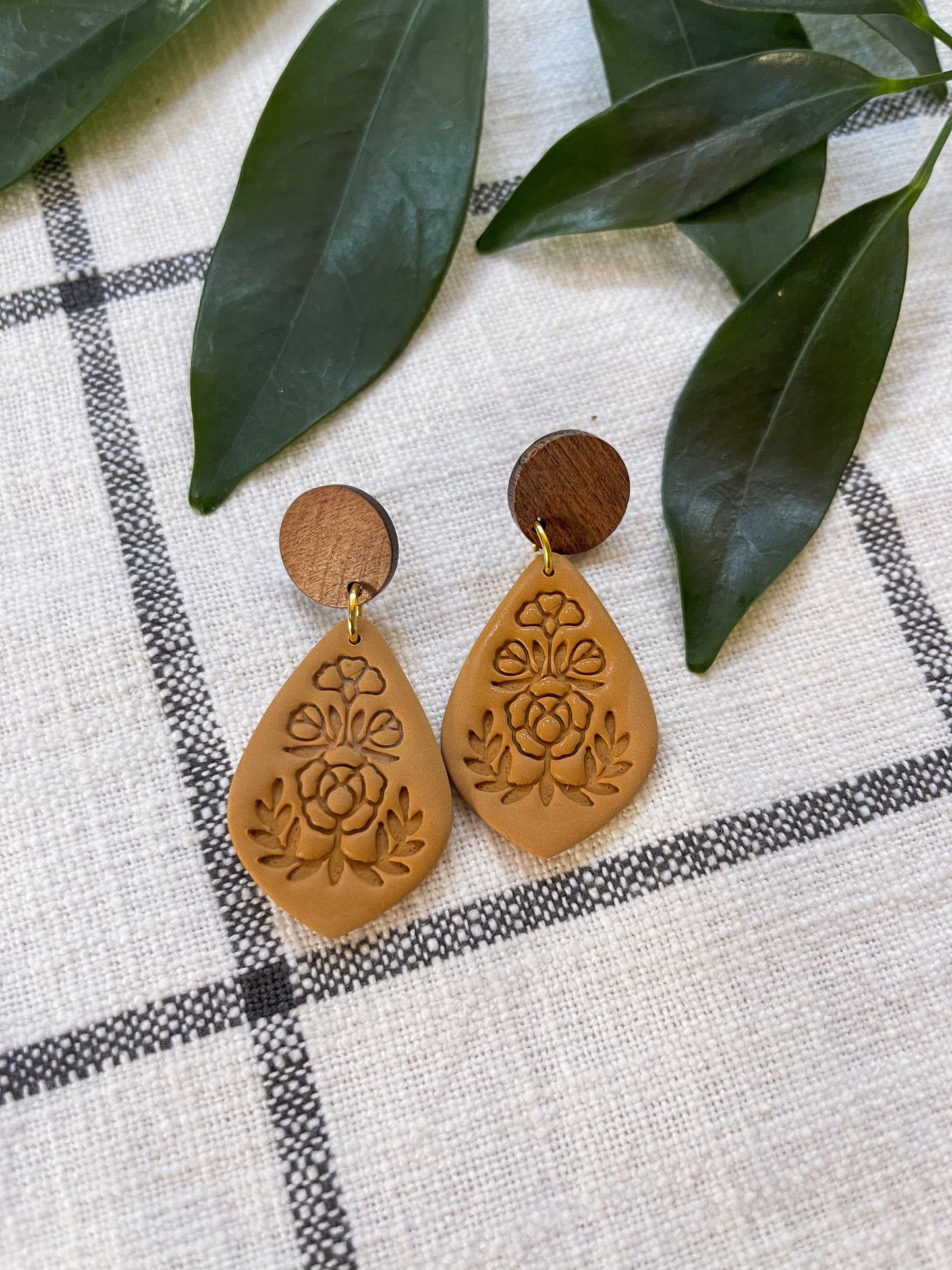 Fall Floral Imprint Dangles - available in multiple colors