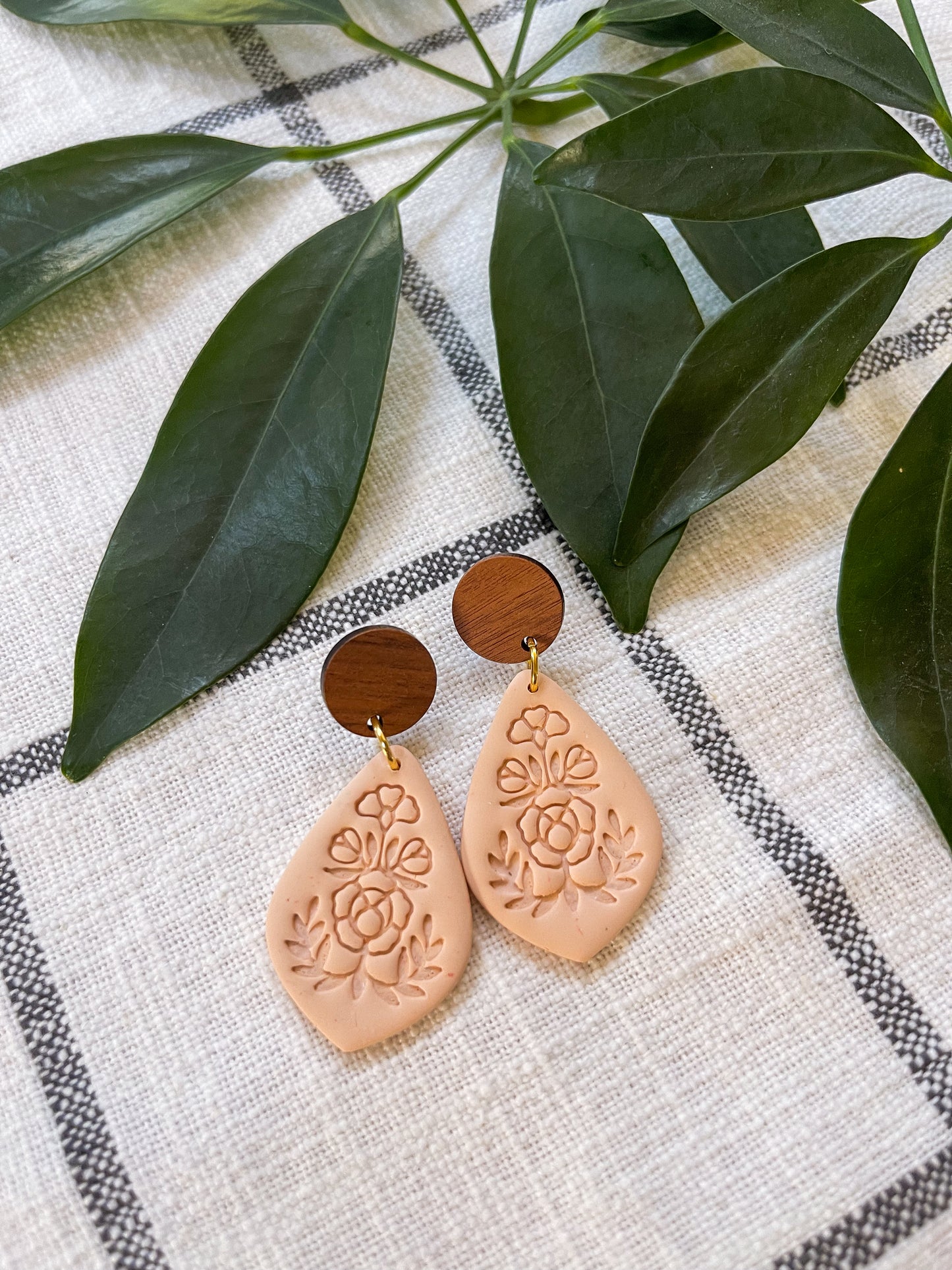 Fall Floral Imprint Dangles - available in multiple colors