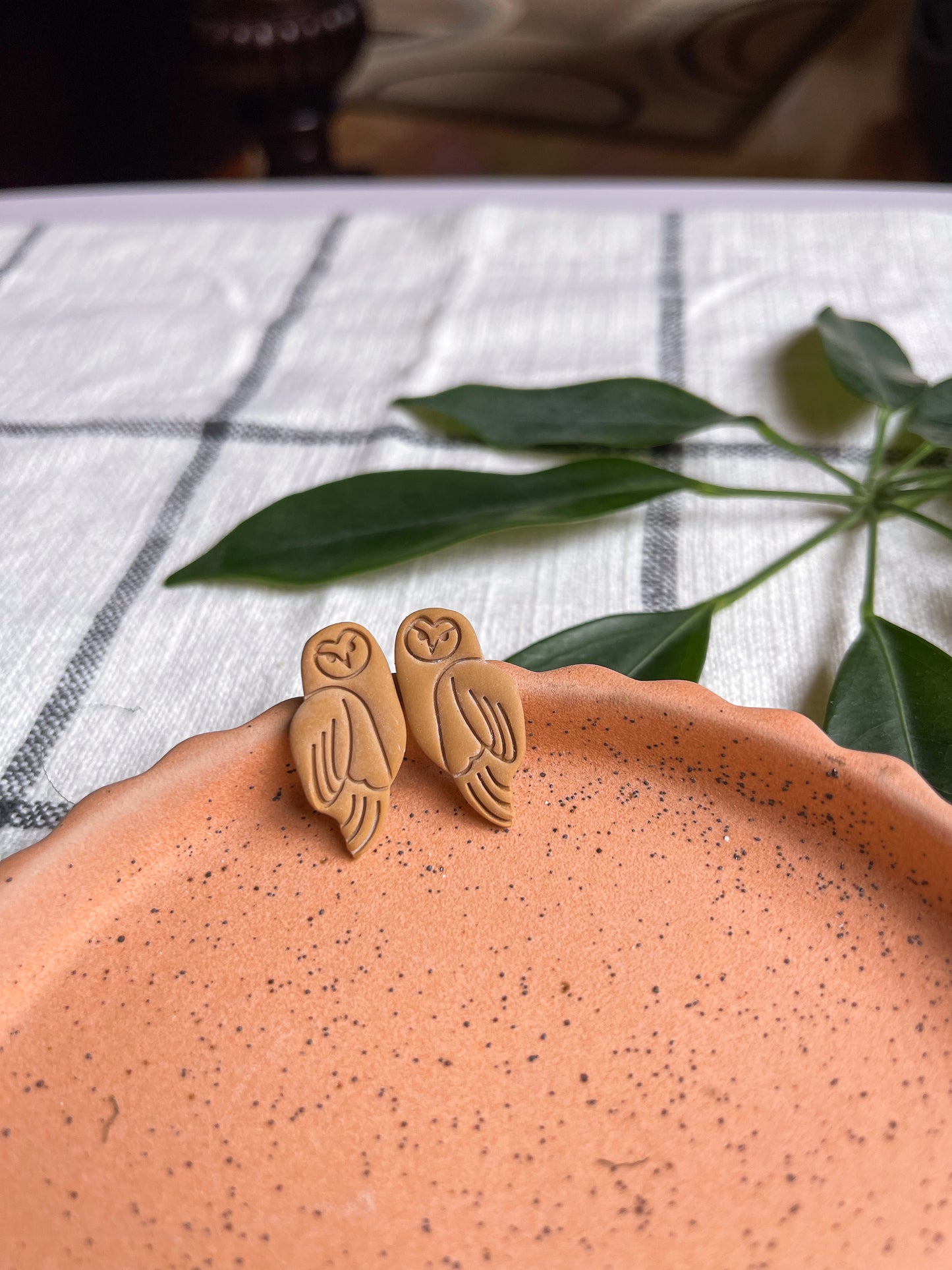 Mustard Owl Studs