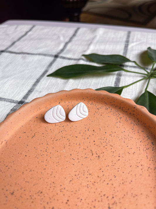 Speckled White Textured Stamped Studs