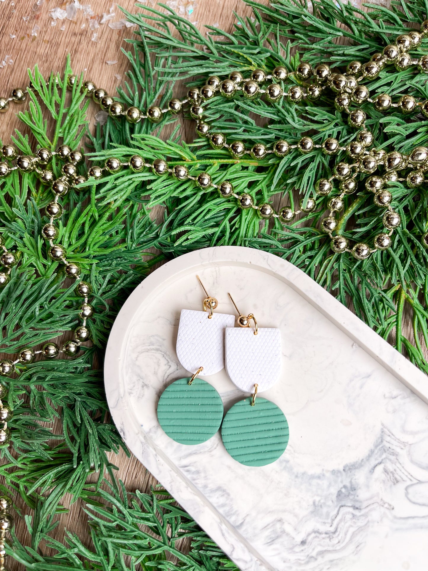 Speckled Snow and Eucalyptus Dangles