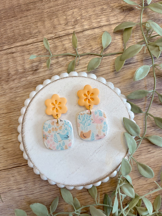Floral Bunny and Chick Dangles