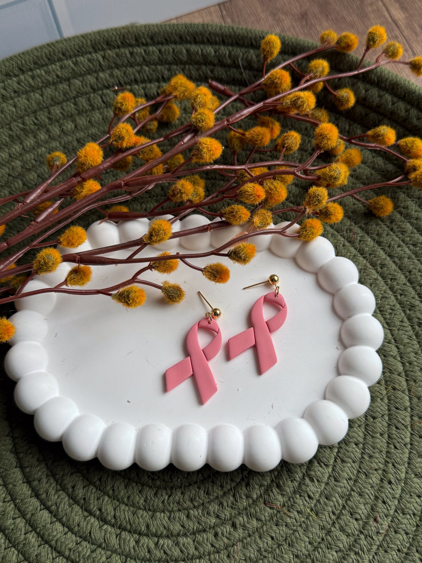 Breast Cancer Ribbon Dangles