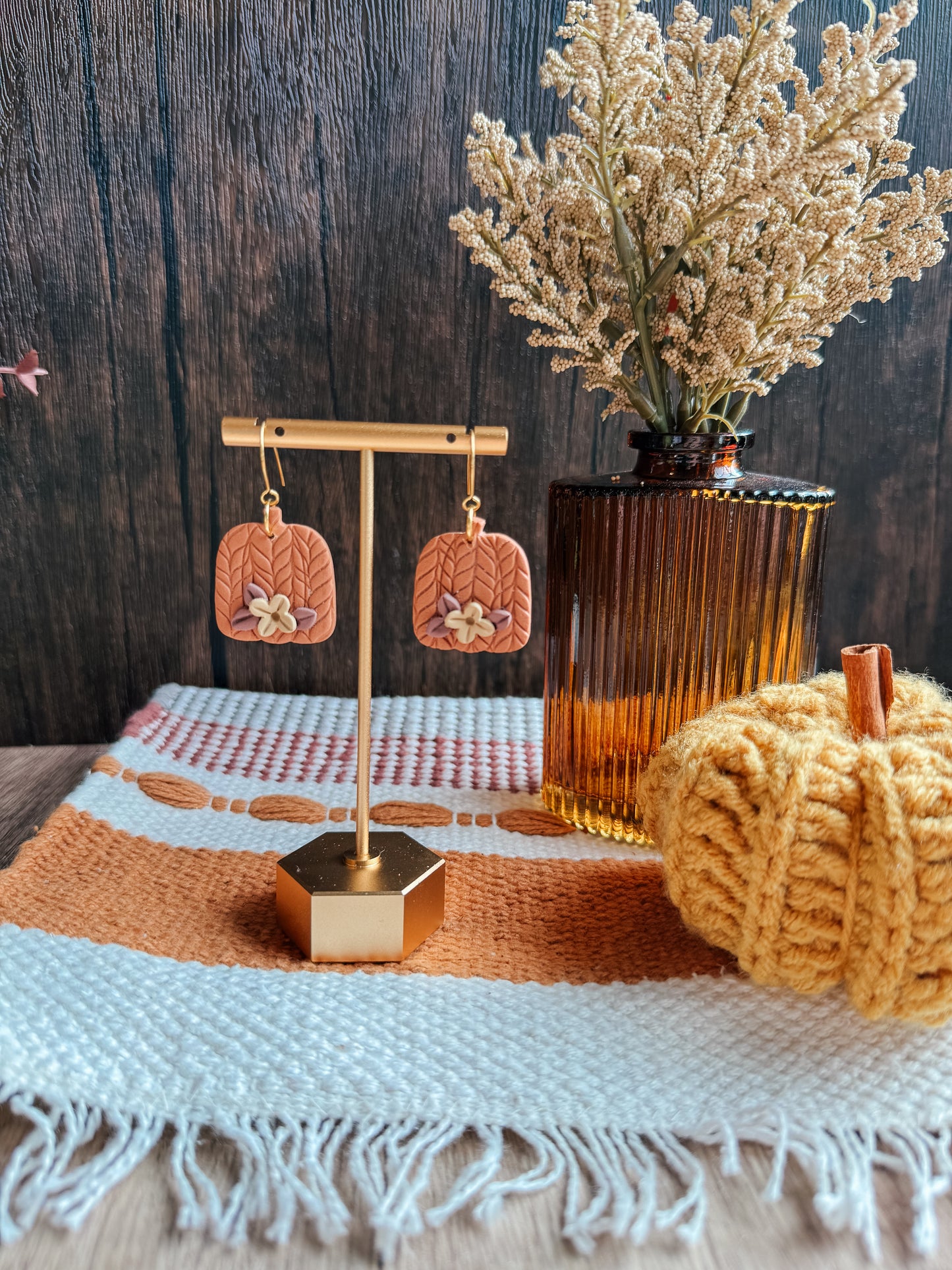 Cable Knit Floral Pumpkins